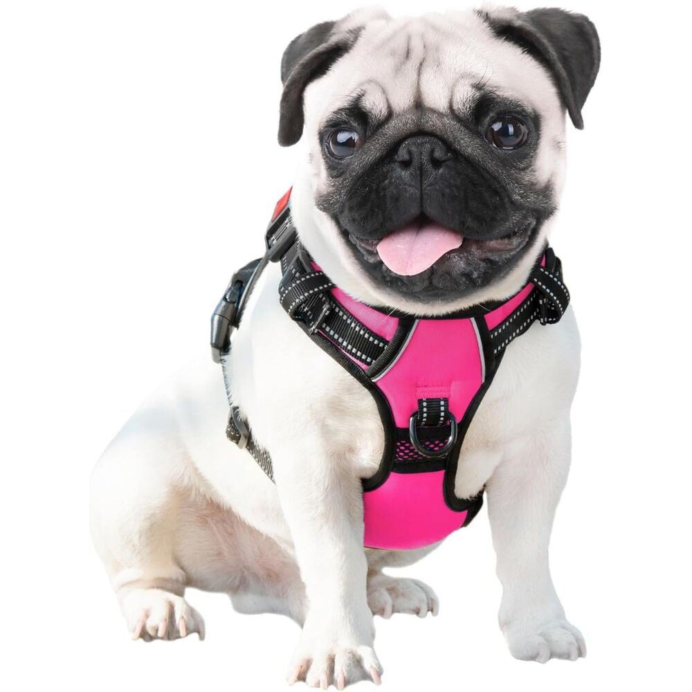 PHOEPET Reflective Dog Harness Large Breed Adjustable No Pull Vest, Pink Size XL